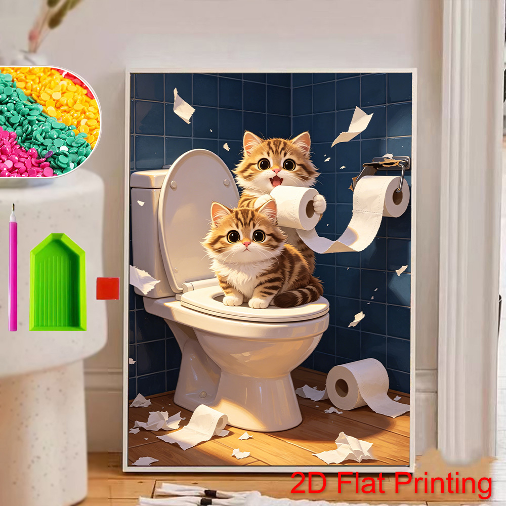 TEMU Kit de Peinture Diamant Chat, Parfait pour Adultes Débutants et Passionnés de Loisirs Créatifs. Peintures Diamant Complètes Cadre, Mosaïques