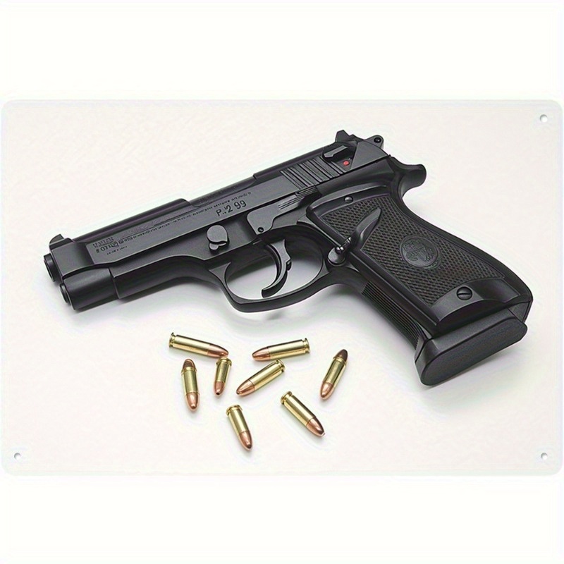 2D Flach, 1 Stk. Walther P99 Militärpistolenmodell mit Kugeln - Authentische Eisenfeuerwaffenreplik für Zuhause, Bar, Spielzimmerdekoration &amp; Militärfans | Vintage-Design, Perfekt für Raumdekor, Spielzimmerschmuck | Detailliertes Schwarz-Finish, Inklusive Kugeln für Mehr Realismus