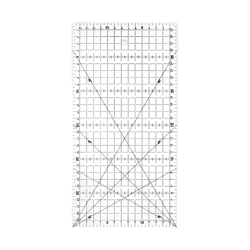 TEMU Règle de Courtepointe en Acrylique Transparent 12x6 pouces avec Grille, Échelle en Centimètres et Diagonales à 45°/60° - Convient pour la