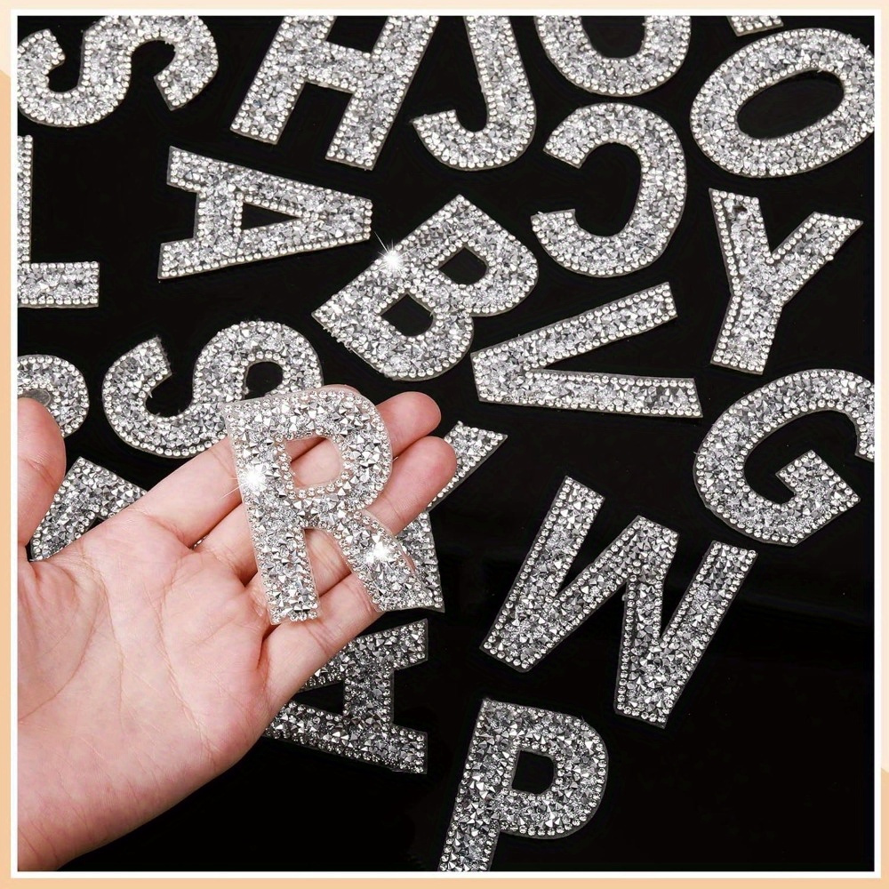TEMU 52 Letter Stickers, Crystal Iron-on Letters, Iron-on Letter Patches, Self-adhesive A-z Stickers, Suitable For Clothing, Hats, Jeans, Shoes Diy Crafts