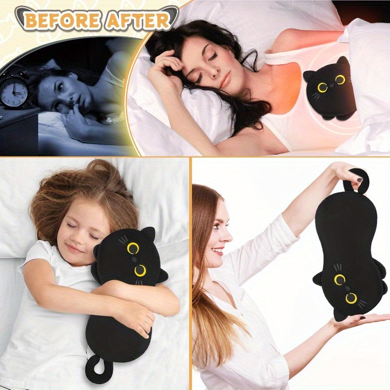 black cat microwavable heating pad - plush stuffed animal with   for cramps & period, menstrual  , soft fluffy ears & paws, microwaveable heat pad for women & girls,   companion, hand wash only, ideal gift for cat lovers, cramp, cute plushie,   heat, guante para artriti, compression glove, arthriti glove Product details 5