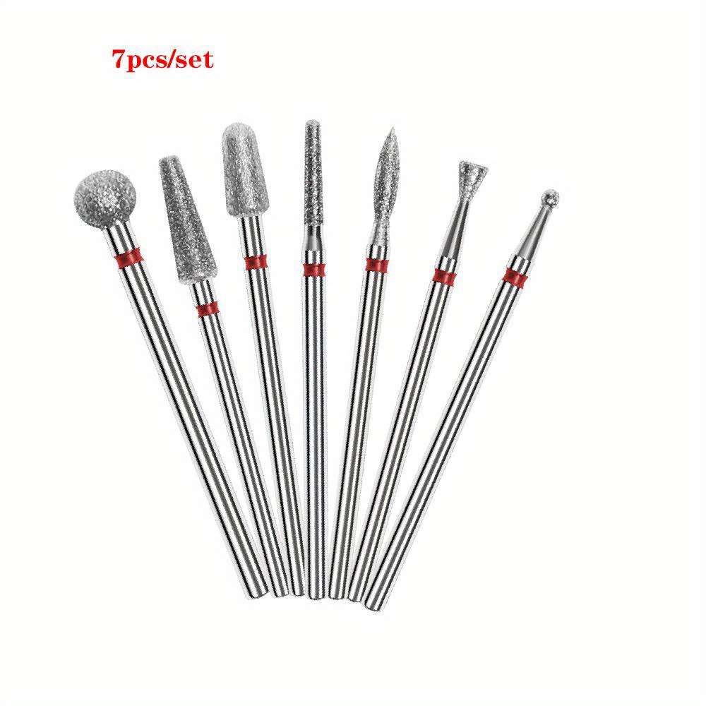 TEMU 7pcs Nail Polishing Bits, Nail Drill Bits, Nail Polishing Cleaning Brush, Pedicure Remover For Acrylic Gel, Nails Polishing Tools, Nail Art Pedicure Manicure Tools