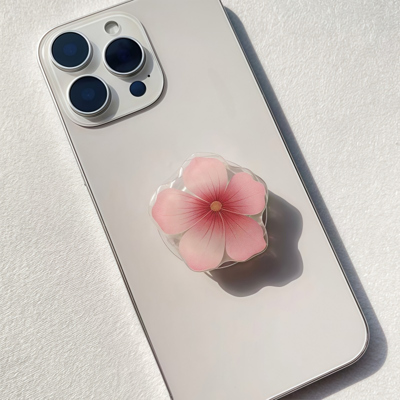 Image of Fresh And Easy Flower-shaped Adhesive Mobile Phone Holder - Retractable Back Sticker, Sticks - Suitable For Most Smartphones And Thin Phone Cases - Convenient For Watching Tv At Home Or Commuting