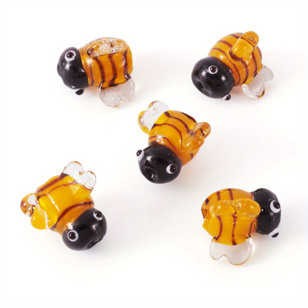 TEMU 5pcs Perles de lampwork faites à , 3D, Orvif, 15.2~16X14.5~16.5X11.2Mm, pour la fabrication de bijoux, Collier Bracelet Boucles d'oreilles