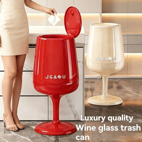 photo de l'article poubelle de cuisine 20l avec couvercle, poubelle décorative sur pied, poubelle en plastique à couvercle à pression, poubelle, poubelle moderne inspirée de la gobelet pour cuisine, salle de bain, salle à manger, bureau, convient cadeau
