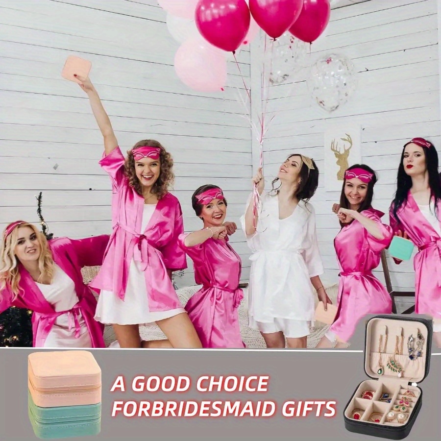   8pcs travel jewelry case bridesmaid gifts box for jewelry storage pu leather portable earring storage box for women bridesmaid proposal gifts perfect gift for valentines day mothers day christmas and graduation season best for christmas   thanksgiving Product details 4