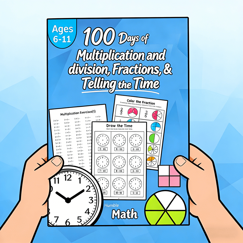 time fractions multiplication and division practice   math book childrens workbook student learning exercise book basic knowledge training supplementary material suitable for students aged 6 11