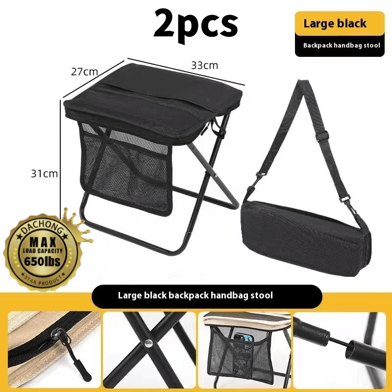 TEMU 2pcs Heavy-duty Portable Folding Stool - Lightweight Outdoor Camping Stool With 350lb Capacity, Compact Travel Stool For Camping, Beach, Hiking,
