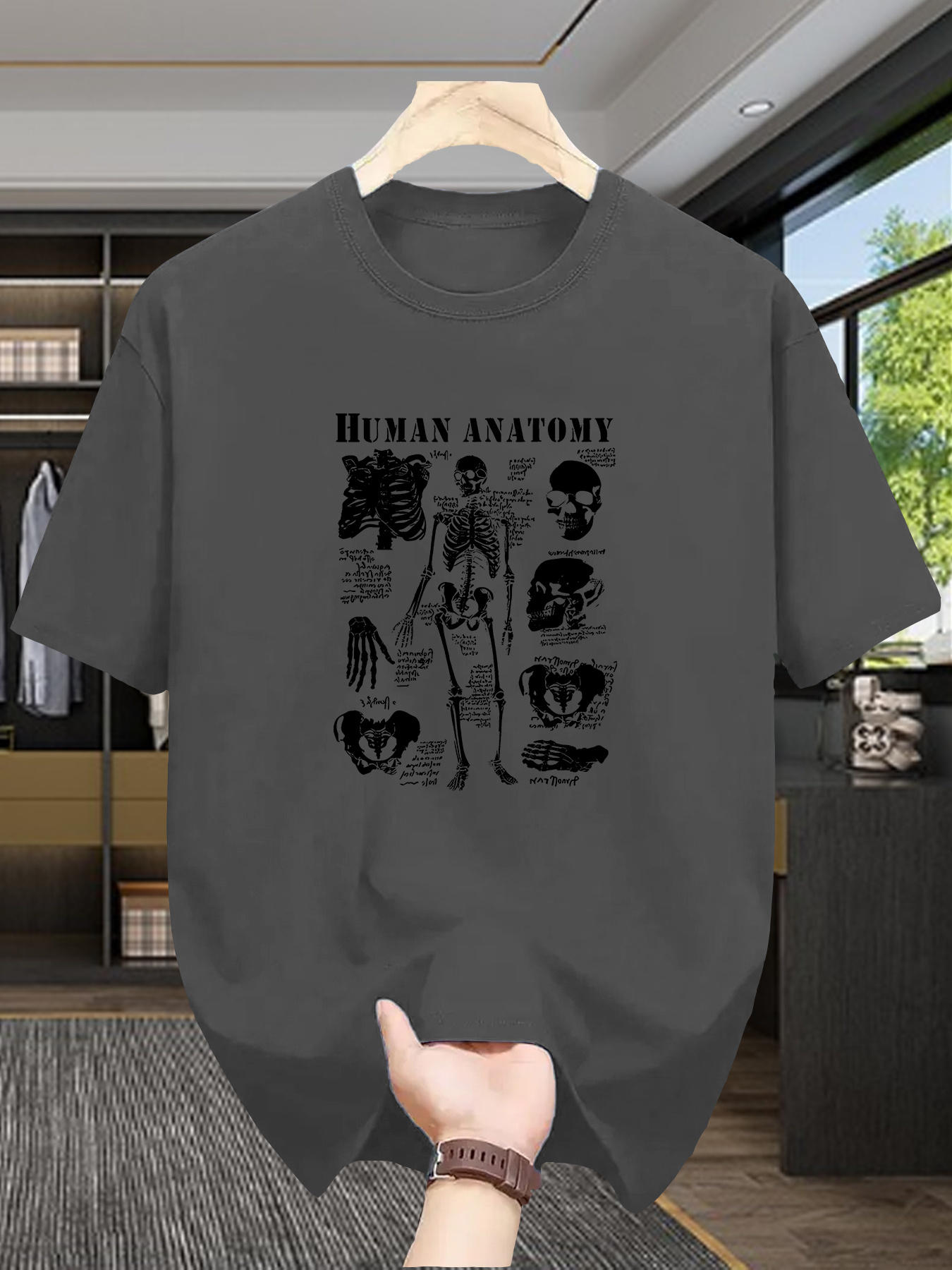 mens human anatomy graphic t shirt comfortable stretchy - Temu