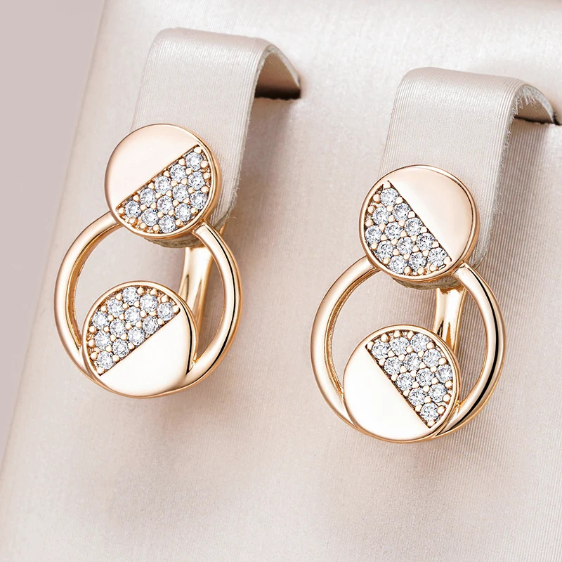 TEMU 1 Pair Exquisite And Elegant Round Women's Ear Studs With White Synthetic Zirconia, Fashionable Individual Style Holiday Gift, Elegant Daily