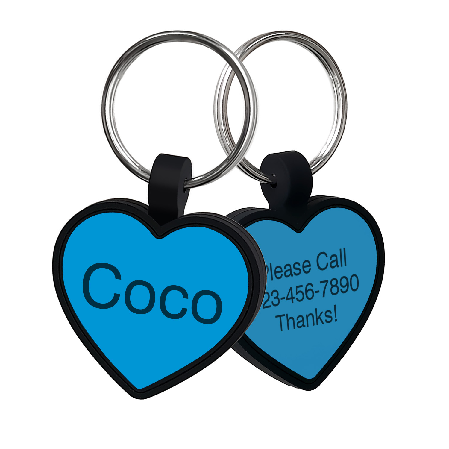 TEMU Plaque d'identification personnalisée en silicone de cœur pour animaux de compagnie - Plaque de nom gravée pour chien - Plaque d'identification
