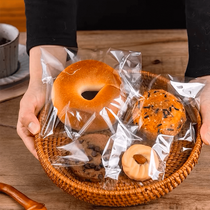 100pcs clear self sealing cookie bags resealable cellophane treat bags for gifts 3x3 to 6x6 inches for packaging gifts products cake bread   home kitchen supplies bakery supplies