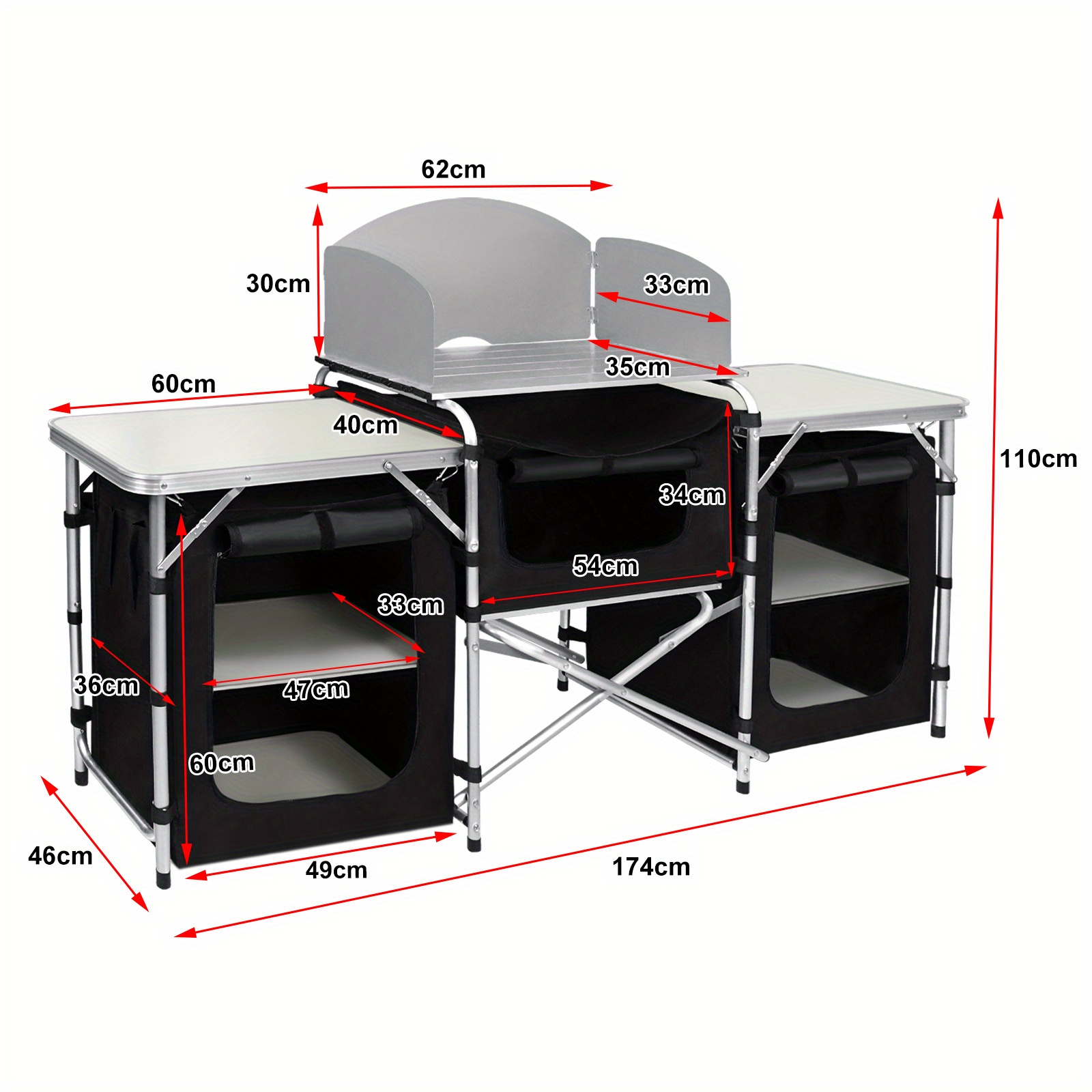 Camping Kitchen Collapsible Camping Cabinet With Aluminium Frame And Carrying Bag Mobile Cabinet Outdoor Kitchen Cabinet Kitchen Box Tent Cabinet For Camping