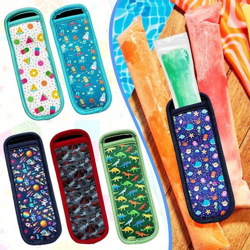 6 piece ice neoprene sleeves kids multicolor ice sleeves holder bags reusable sicle covers