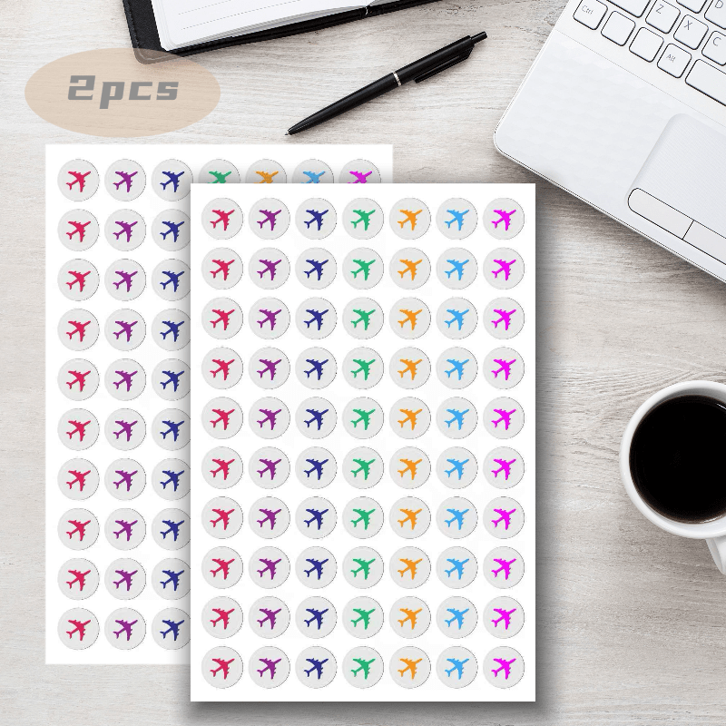 TEMU 2 Colorful Travel Map Airplane Mini Stickers, Fun Planning Stickers, Functional Airplane Stickers, Location Marker Stickers, A Teacher- For