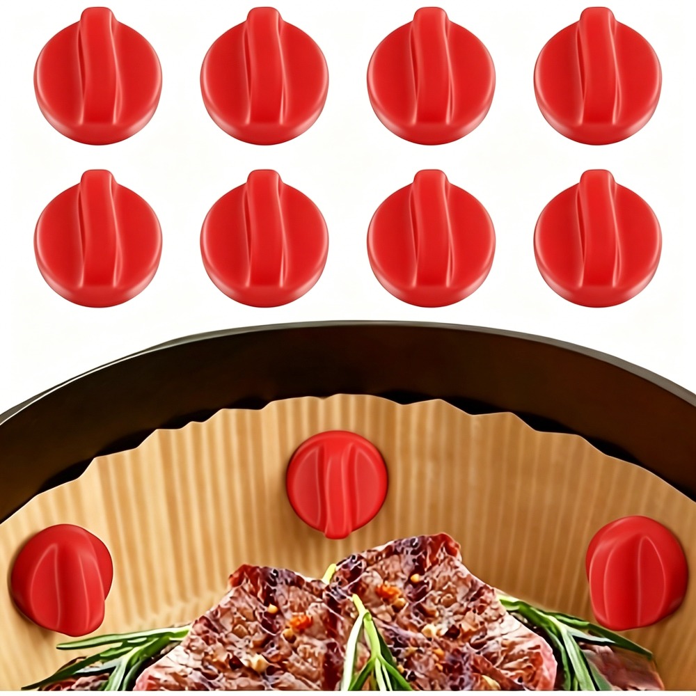 TEMU 8pcs Air Fryer Silicone Clips, Silicone Fixing Clips, Air Fryer Paper Holder, Suitable For Kitchen Baking Paper Liner Fixer, Easy Fixing Baking