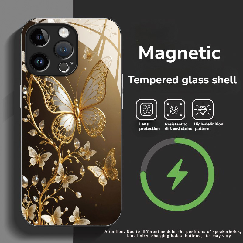 TEMU Phone Case: Magnetic Trendy Creative Design Tempered Glass Phone Case, Suitable For Iphone X/xr/xs/xs Max/11/12/13/14/15/16/plus/pro/pro Max,