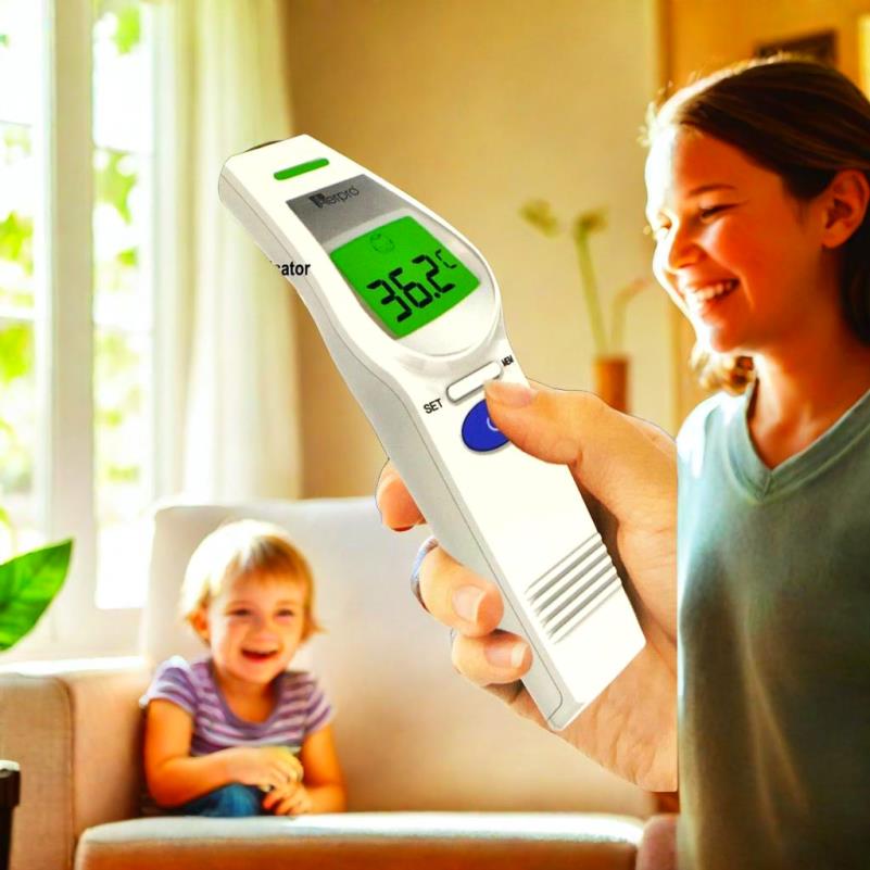 Australian ARTG Registered Non-Contact Infrared Thermometer with Forehead & Body Measurement, 0.1°C High Accuracy, Large LCD Display & Ergonomic Design - Battery-Powered (AAA) for Adults &, Fever Detection, Hygienic No-Touch Thermometer for Home & U - Image 2
