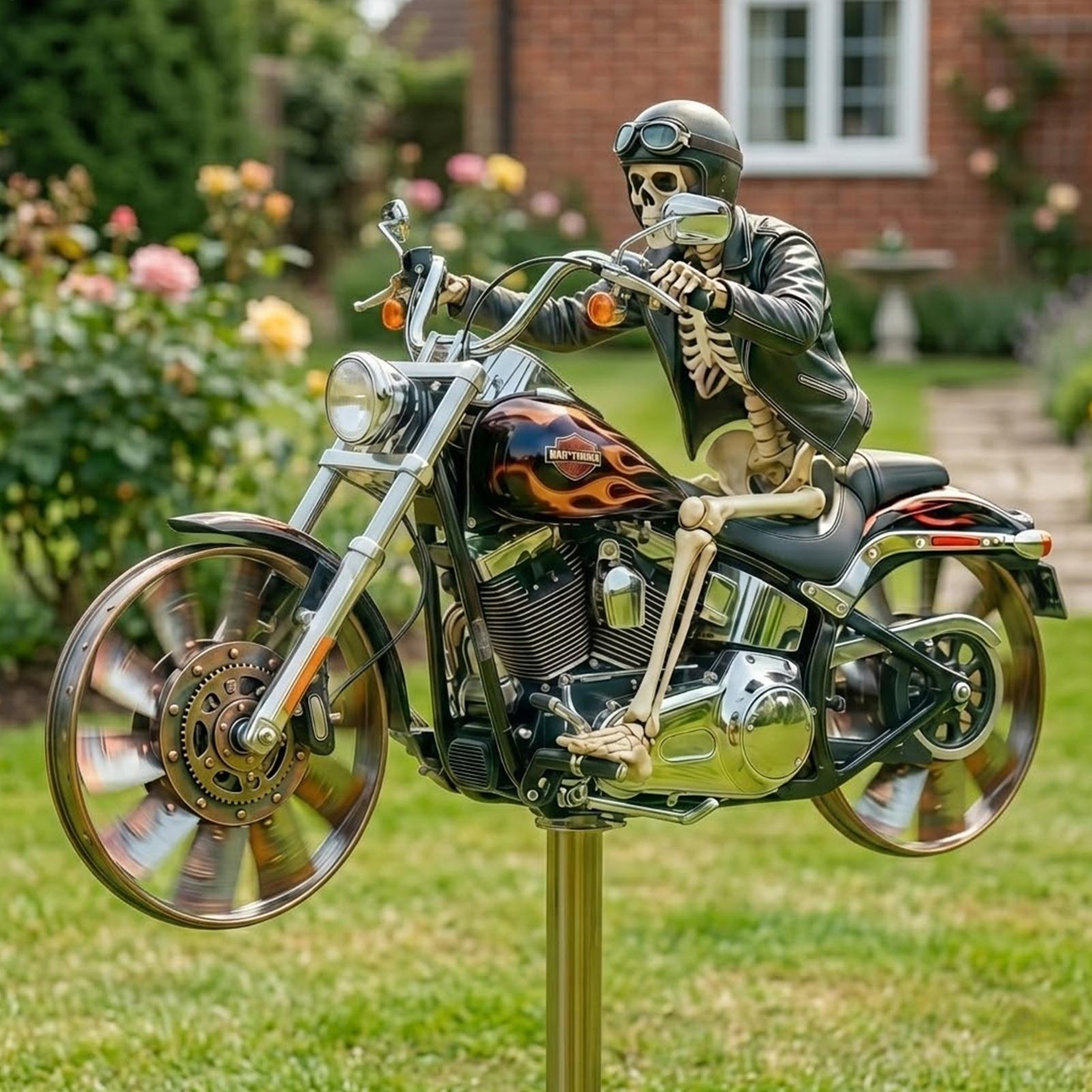 motorrad-windspiel aus metall, dekoratives flügelrad-windrad für hof, terrasse, rasen, garten, landschaft, hinterhof, kunstdekor