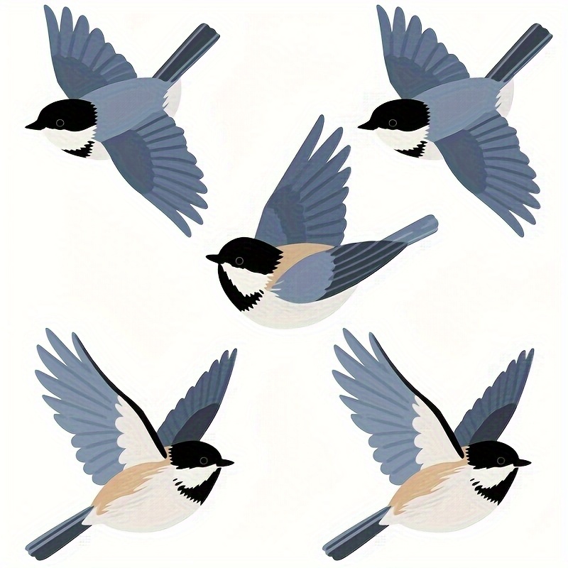 TEMU 5pcs Blue Wooden Bird Wall Ornaments, Wooden Flying Bird Wall Art Art Scandinavian Art Decor, Suitable For Living Room/bedroom/kitchen/office