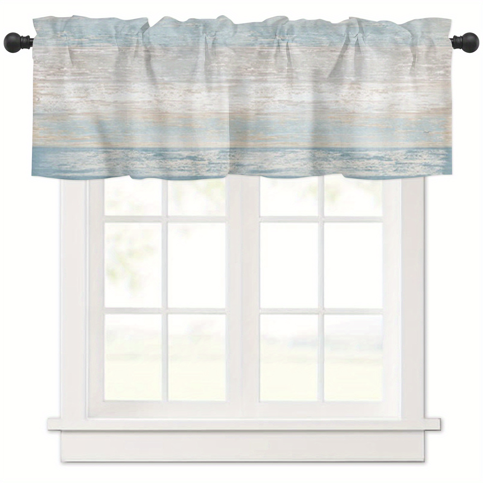 TEMU 1 pièce Rideau de Fenêtre à Motif Océan avec Poche pour Tringle, Décoration Intérieure pour Cuisine, Salon ou Chambre - Voilage Décoratif pour