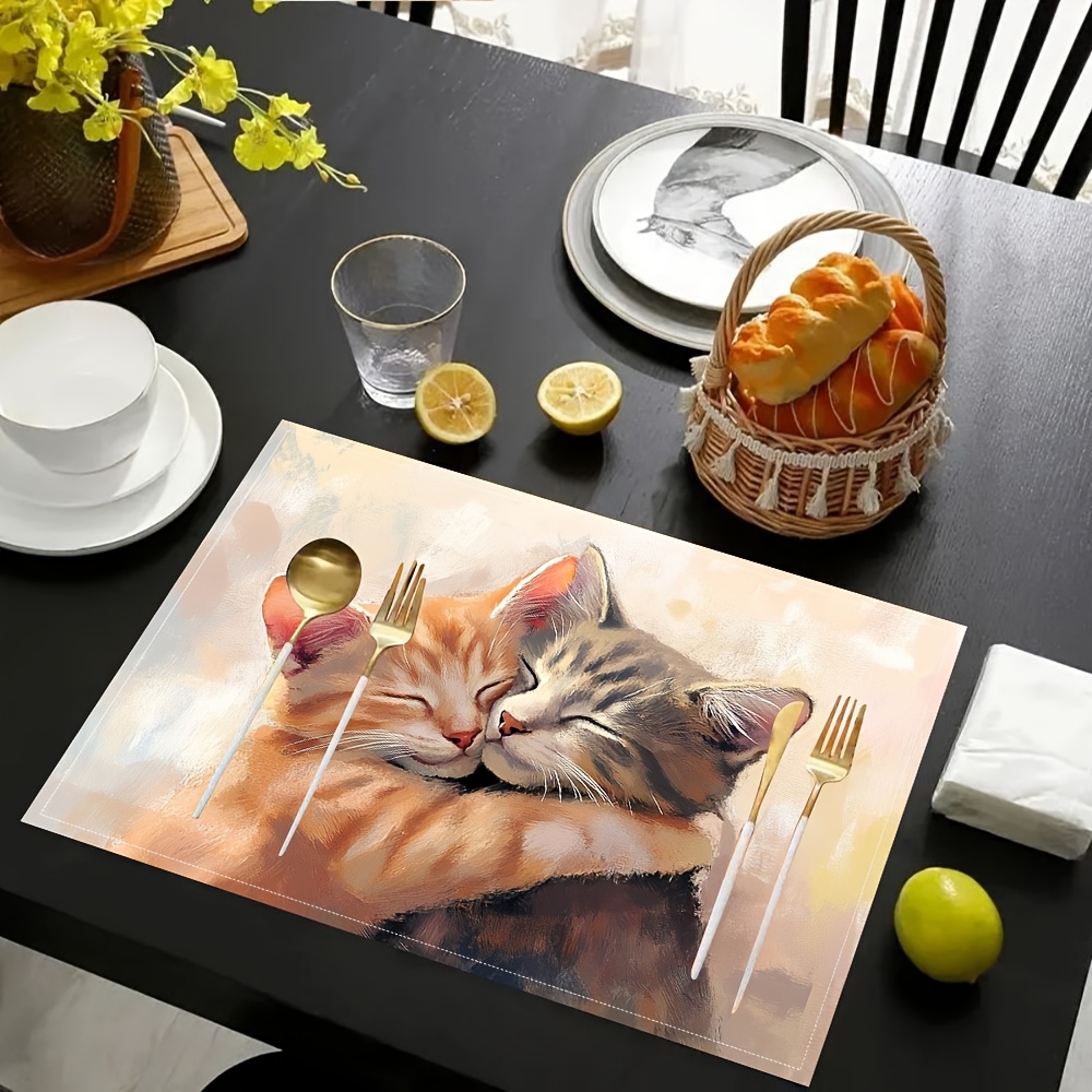 Niedliche Getigerte Katzen Platzsets Für Den Esstisch Waschbar_voghion.com