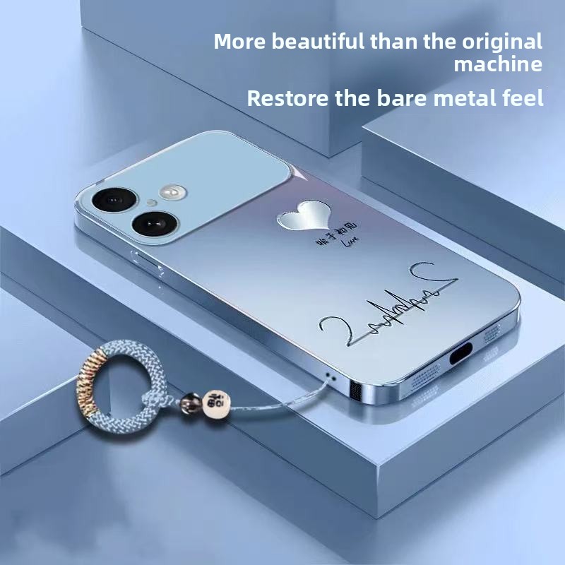 TEMU Phone Case - -shaped Glass Phone Case With A Personalized Strap And Ring, Compatible With Iphone 17/17 Pro/16/16 Pro/ Pro/14/14 Pro/14 Plus/14