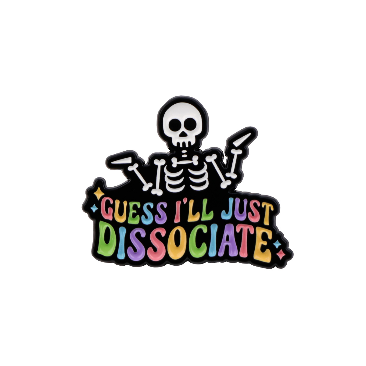 Image of 1pc Of A Mental Enamel Pin That 'i Just Dissociate', Suitable For Adhd And Autism Awareness. Used As A Brooch Or Badge On Backpacks And Clothing, Making It A Thoughtful Gift For With Adhd