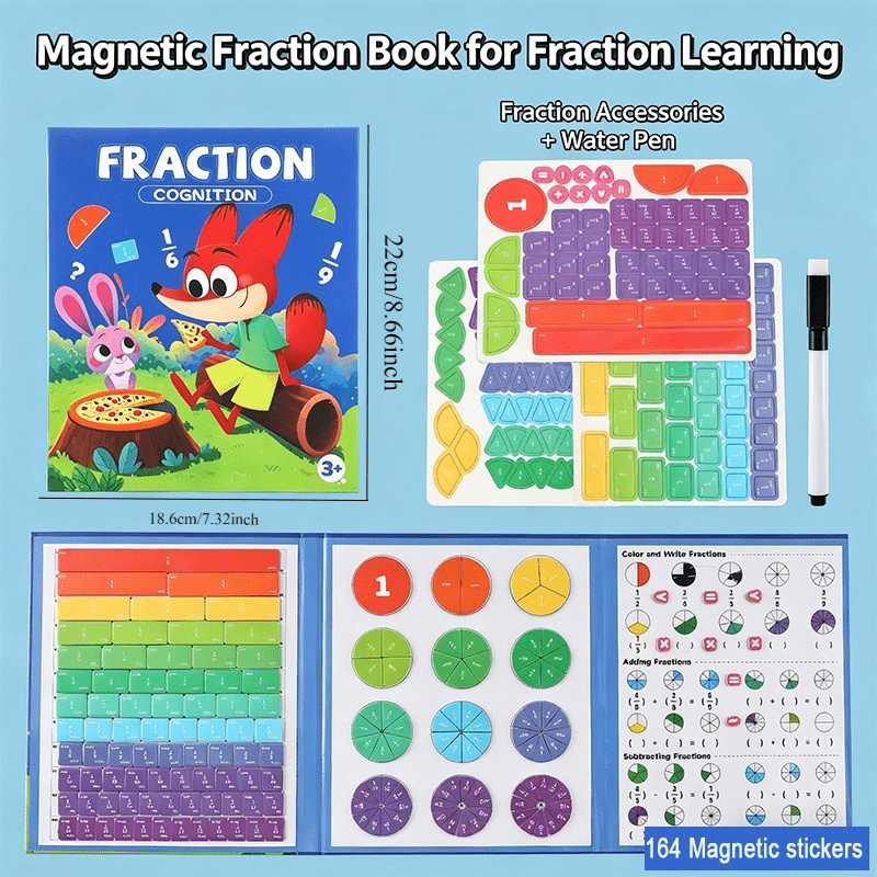 TEMU 164 Adesivi Magnetici, Apprendimento Magnetico delle Frazioni - Giocattoli Manipolativi di , Giochi Educativi di Apprendimento della , Supporto