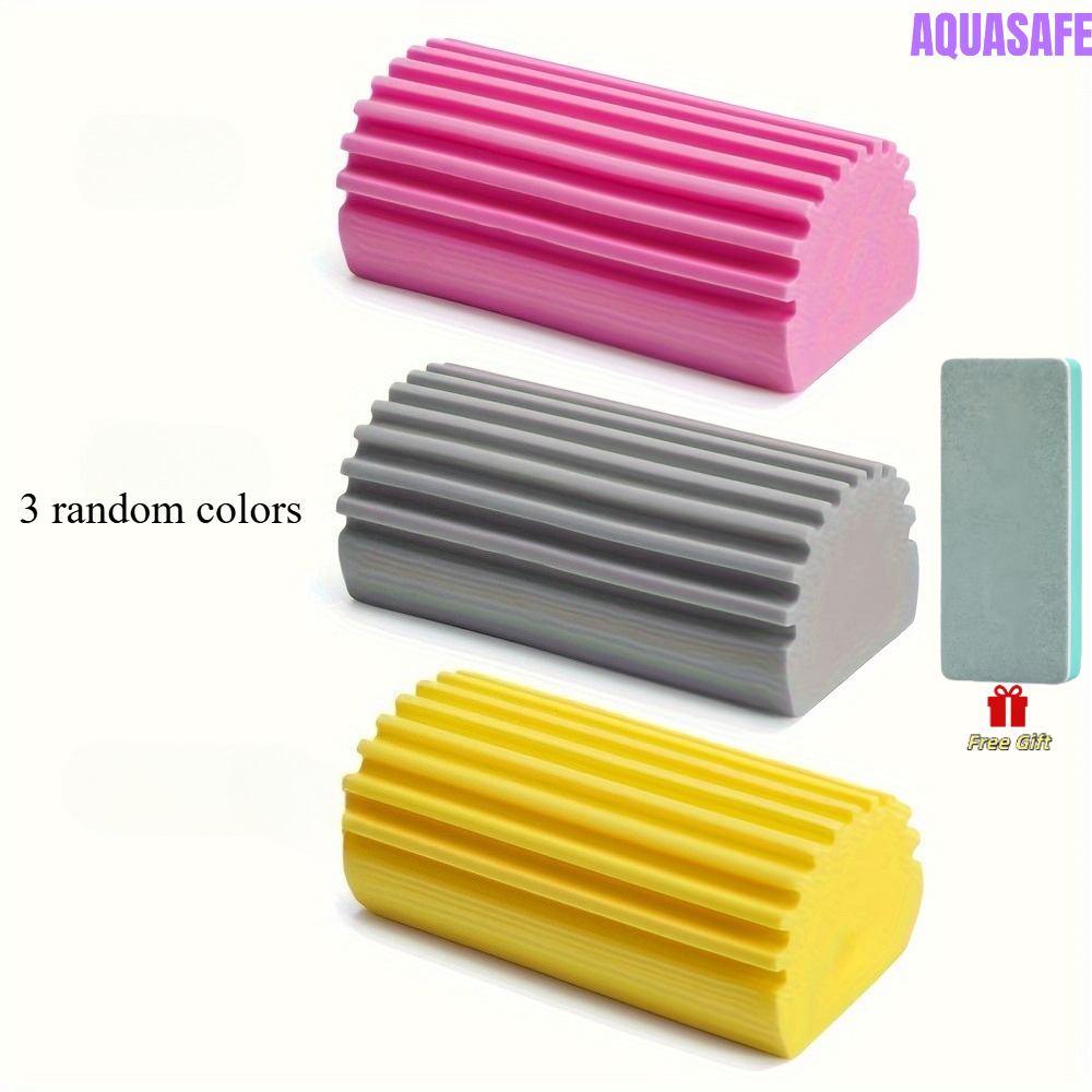 TEMU Lot de 4 pièces : 3 éponges PVA de couleur aléatoire + 1 éponge détartrante. Les éponges PVA des d'éponge polyvalents haute