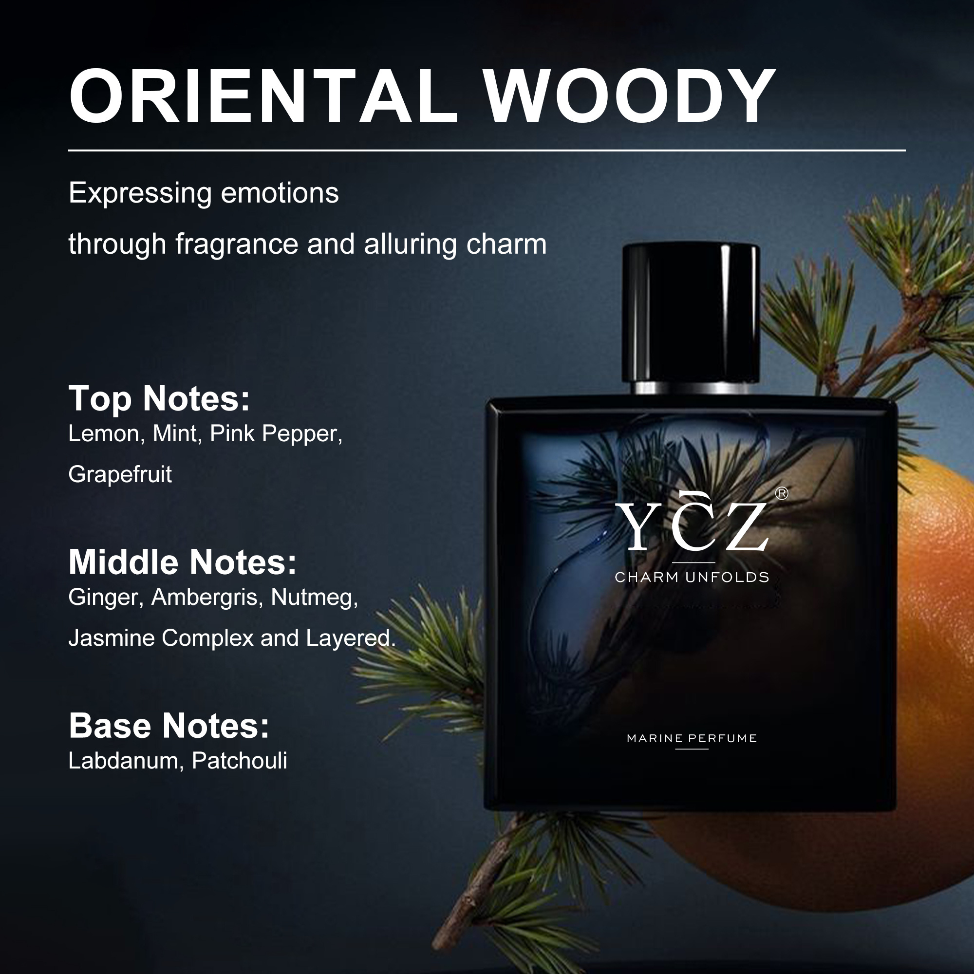 YCZ *'s Eau de Toilette Fresh Marine Scent with Rose Notes,  50ml, Chemical-Free for Everyday Date Nights, Vale