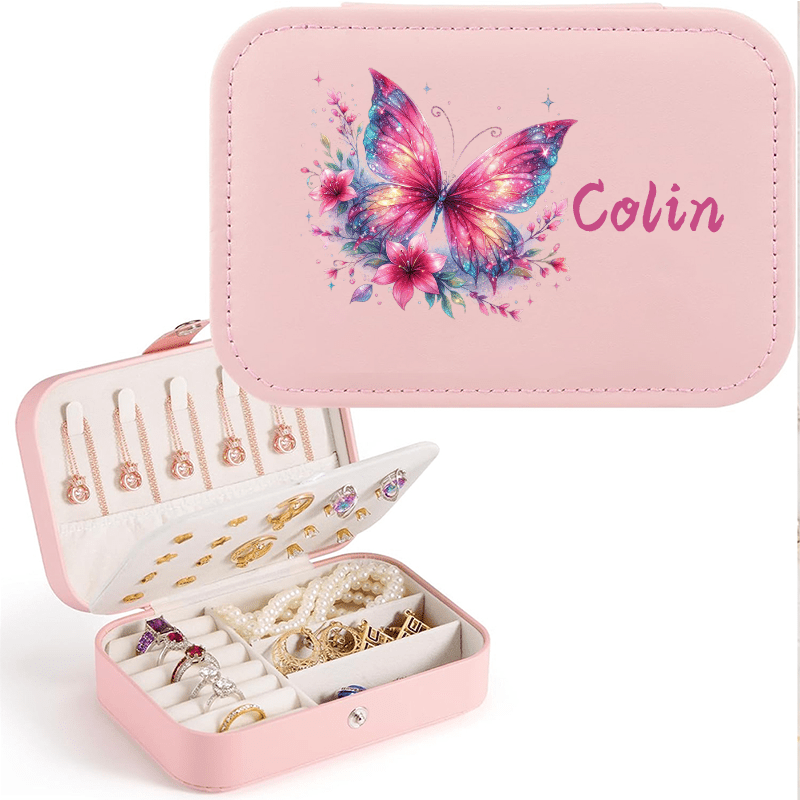 Personalized Sparkle Glitter Butterfly Jewelry Storage Box