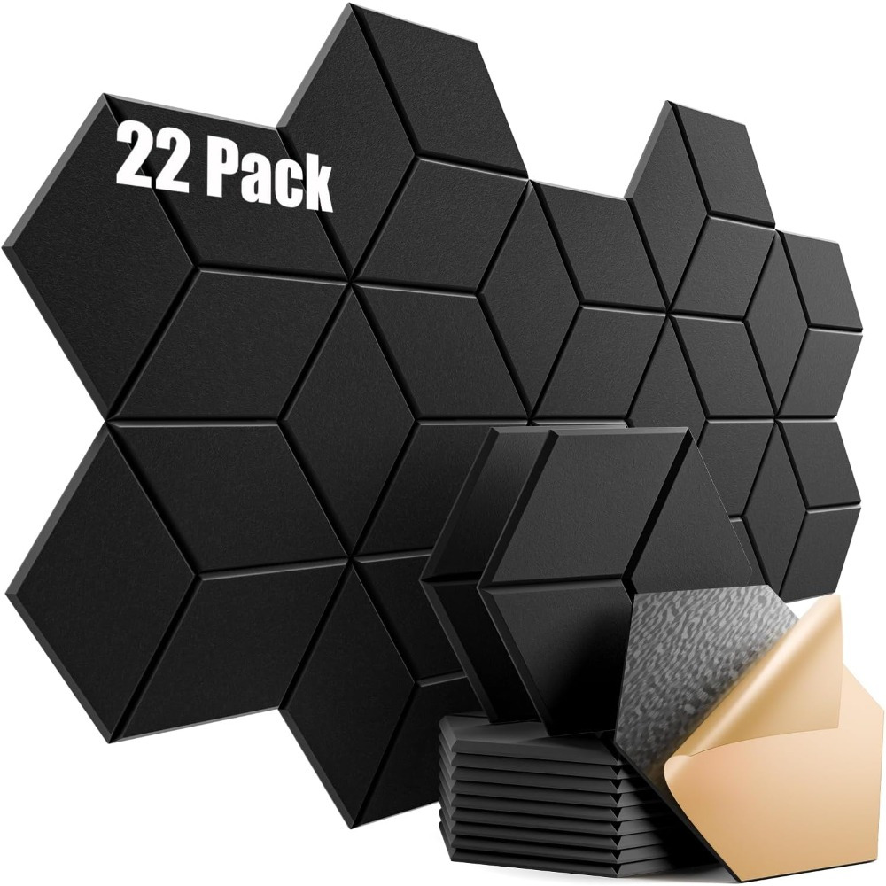 Image of 22 Pack Self-adhesive Acoustic Panels 12" X 10" X 0.4" - Sound Proof Foam Panels For Walls With High Density, Y-lined Design, Noise And Eliminate