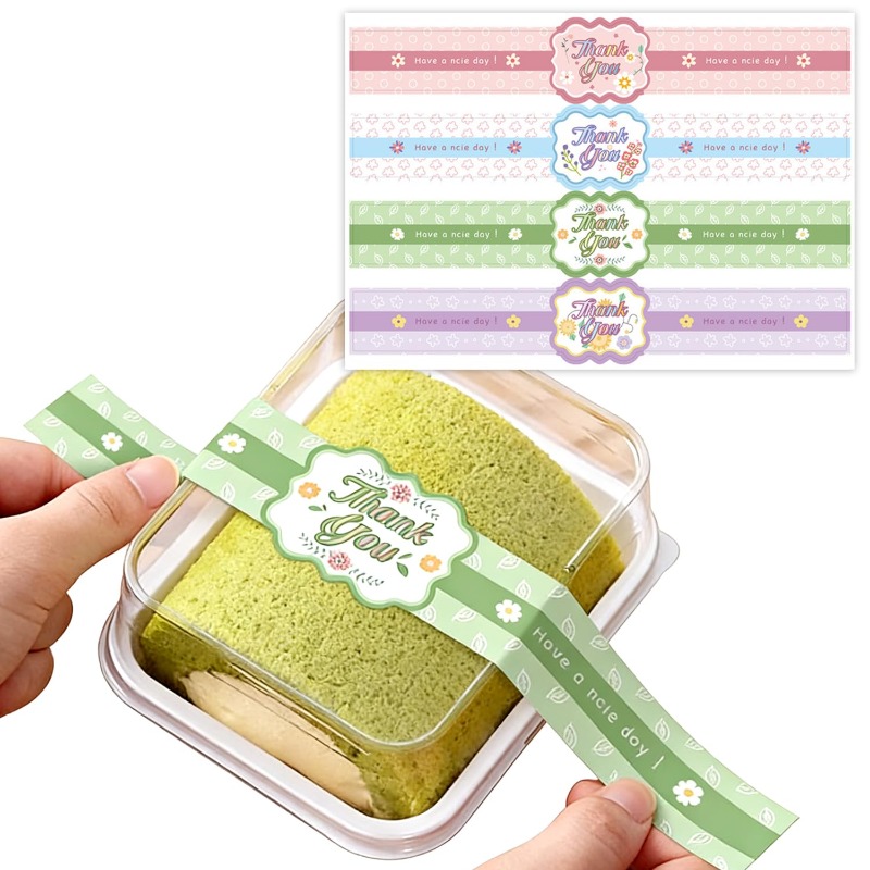 TEMU 120pcs 9.8" Suitable For Baking Stickers Suitable For Baked Goods Packaging - Self-adhesive Tamper-proof Labels With Thank You Messages, Glossy