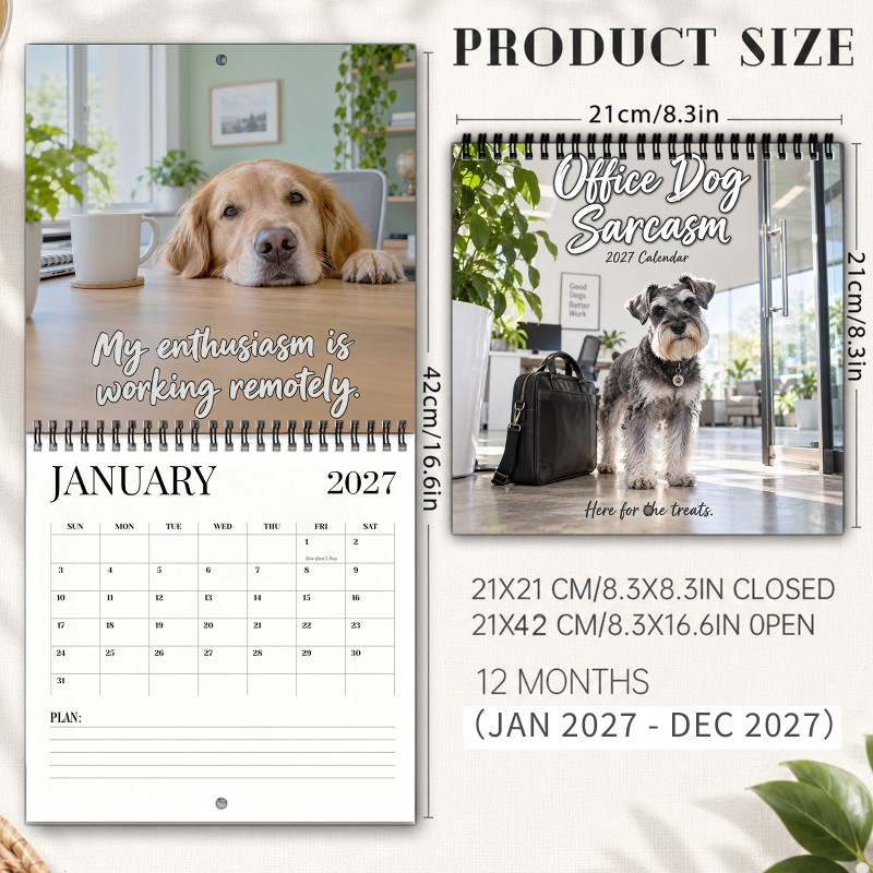 TEMU 2027 Schnauzer Wall Calendar - Spiral-bound Thick Paper Monthly Planner With Marked Holidays Suitable For , Organizer For Dog Lovers Gift, To