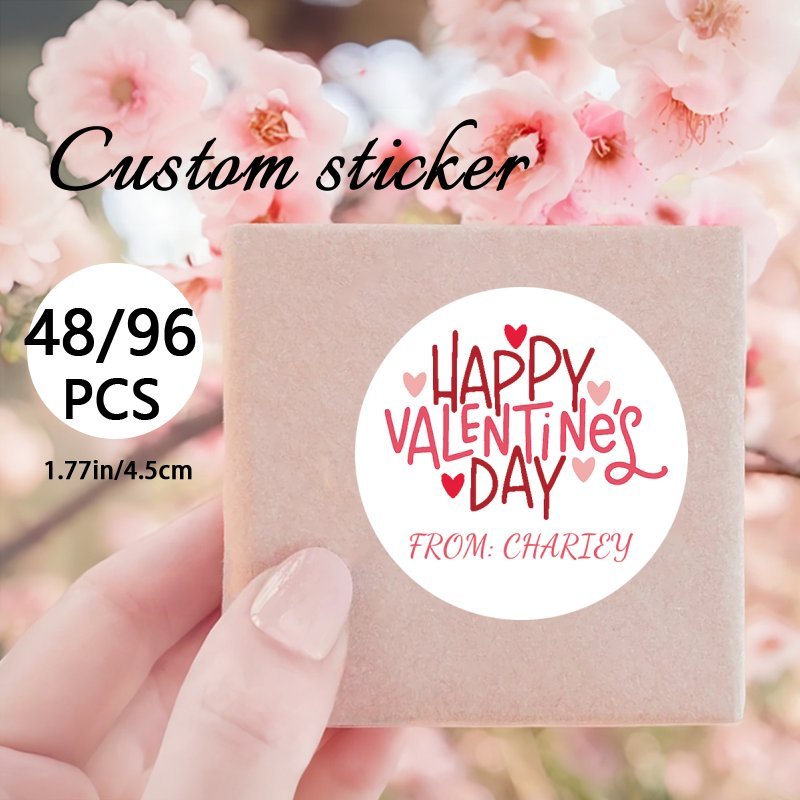 

48/96pcs Customizable Valentine's Day Stickers, Personalized Pp Material, No Feathers, Classroom & School Valentine Gifts, Surprise