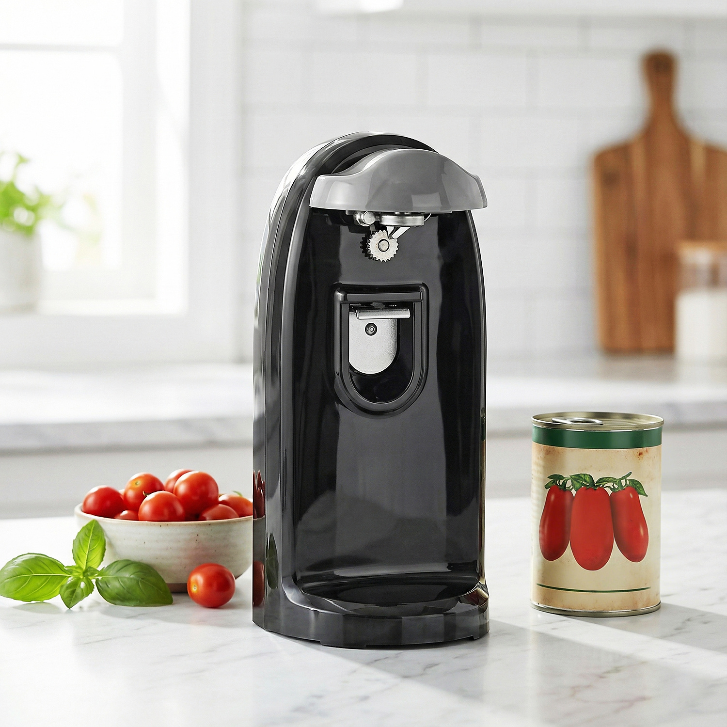 TEMU Automatic Electric Can Opener - 3in1 With Knife Sharpener & Bottle Opener, Easy Kitchen Gadget (black)