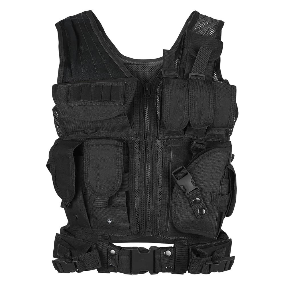 Weight Vest Men's Versatile Vest Multi-pocket Adjustable Side Strap Breathable Mesh Design Outdoor Work Strength Training Waistbands And Additions Fitness, Training Supplies Front Zipper