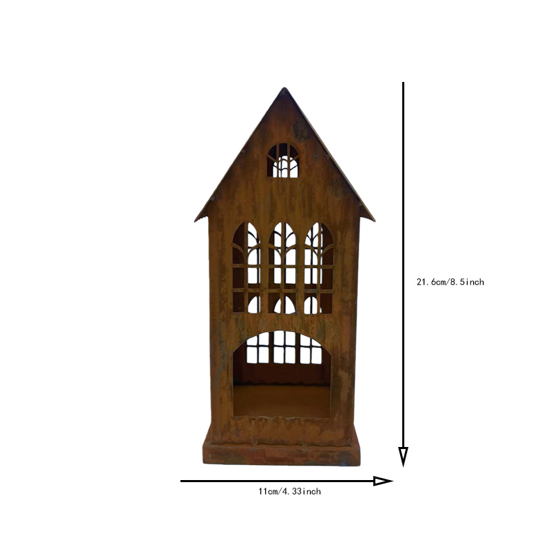 E-shop Retro Landhausstil Rostiger Hohl-Kerzenständer Metall Rostiger Handwerk Haushalt Desktop/Party Warmes Licht Effekt Dekoration für wohnung