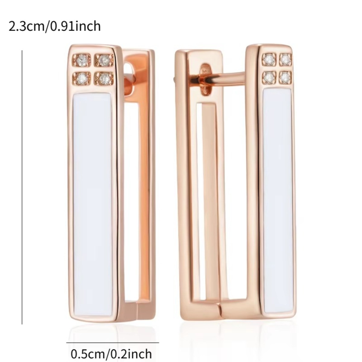 Women's Modern Two-Tone Rectangular Hoop Earrings