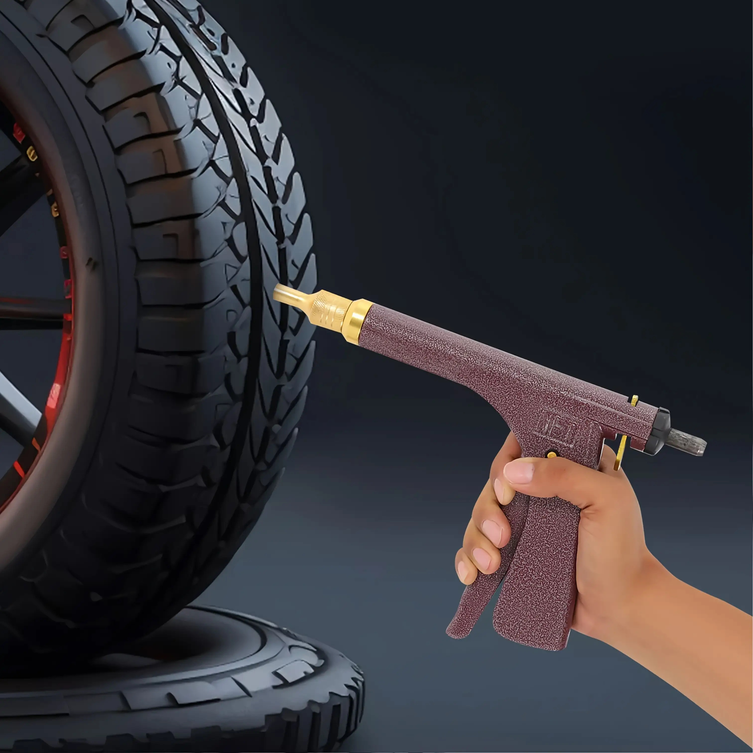 car tubeless tire wheel repair gun kit   rubber plugs mushroom plugs probes nozzles pliers and rubber valves a   solution for   tire repair   suitable for motorcycles motorcycle maintenance tire repair tools Product details 6