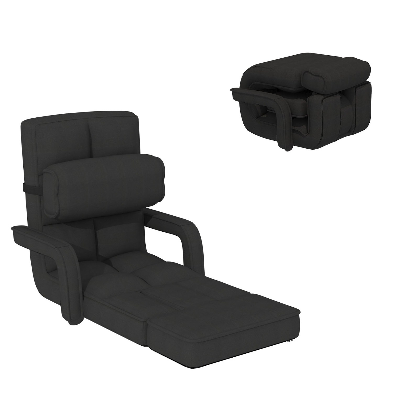 Adjustable Floor Chair That Folds And Reclines, Perfect For Gaming And Unwinding, Equipped With Armrests, A Cushion, And A Footrest; Designed For 1 Person, Ideal For Bedrooms, Homes, And
