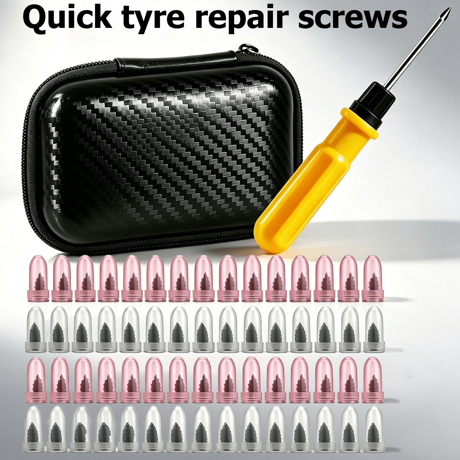Image of Tubeless Tyre Repair Nails Kit With Screwdriver Storage Case For Car Ev Motorcycle Bicycle Truck Atv Off-road E-bike Scooter