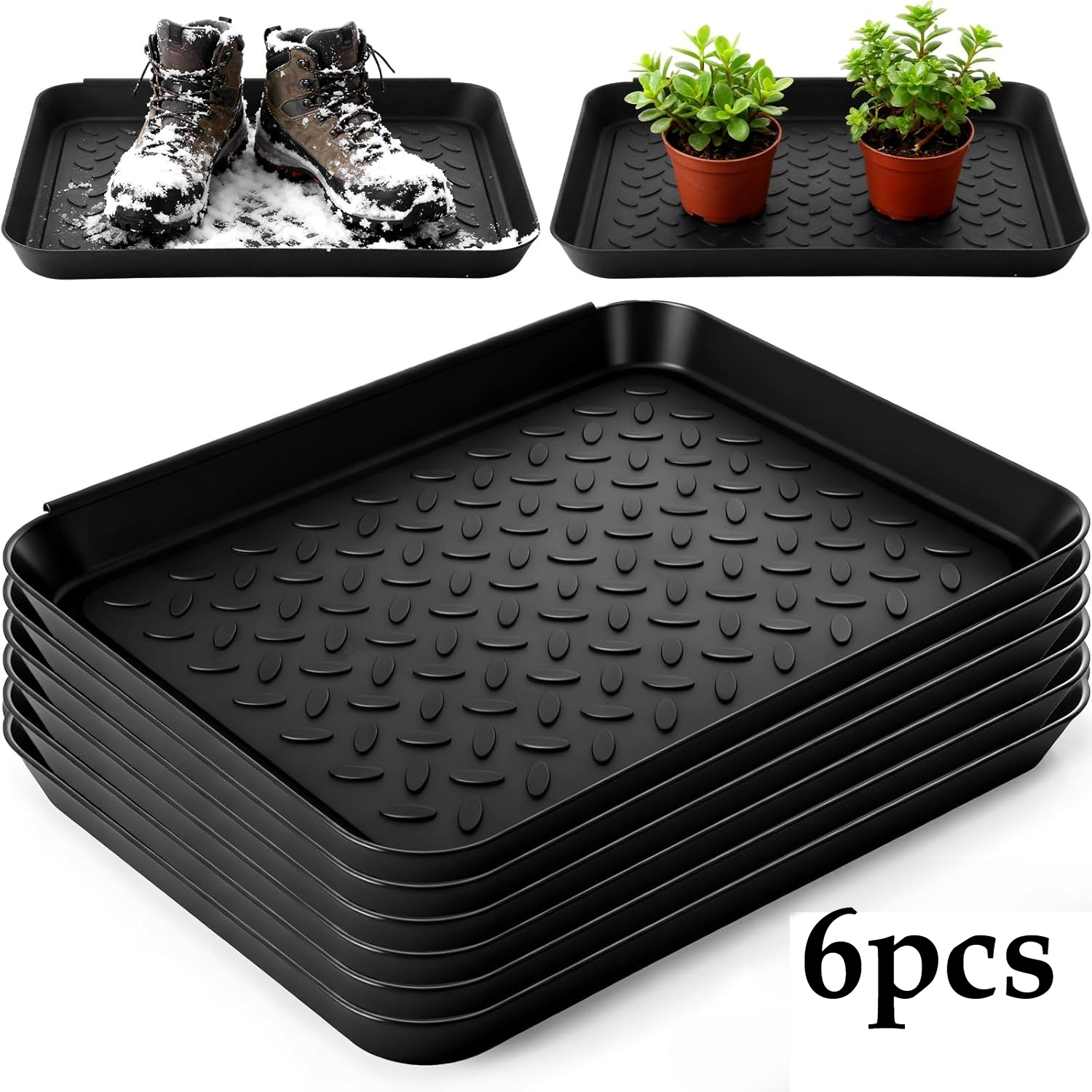 Image of 6pcs Boot Tray| Plastic Mat For Entryway Indoor Boots, Shoes, And Pets