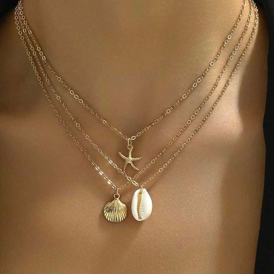 TEMU Parure de 3 sur le thème de l'océan avec pendentifs et étoile de mer pour femme, été