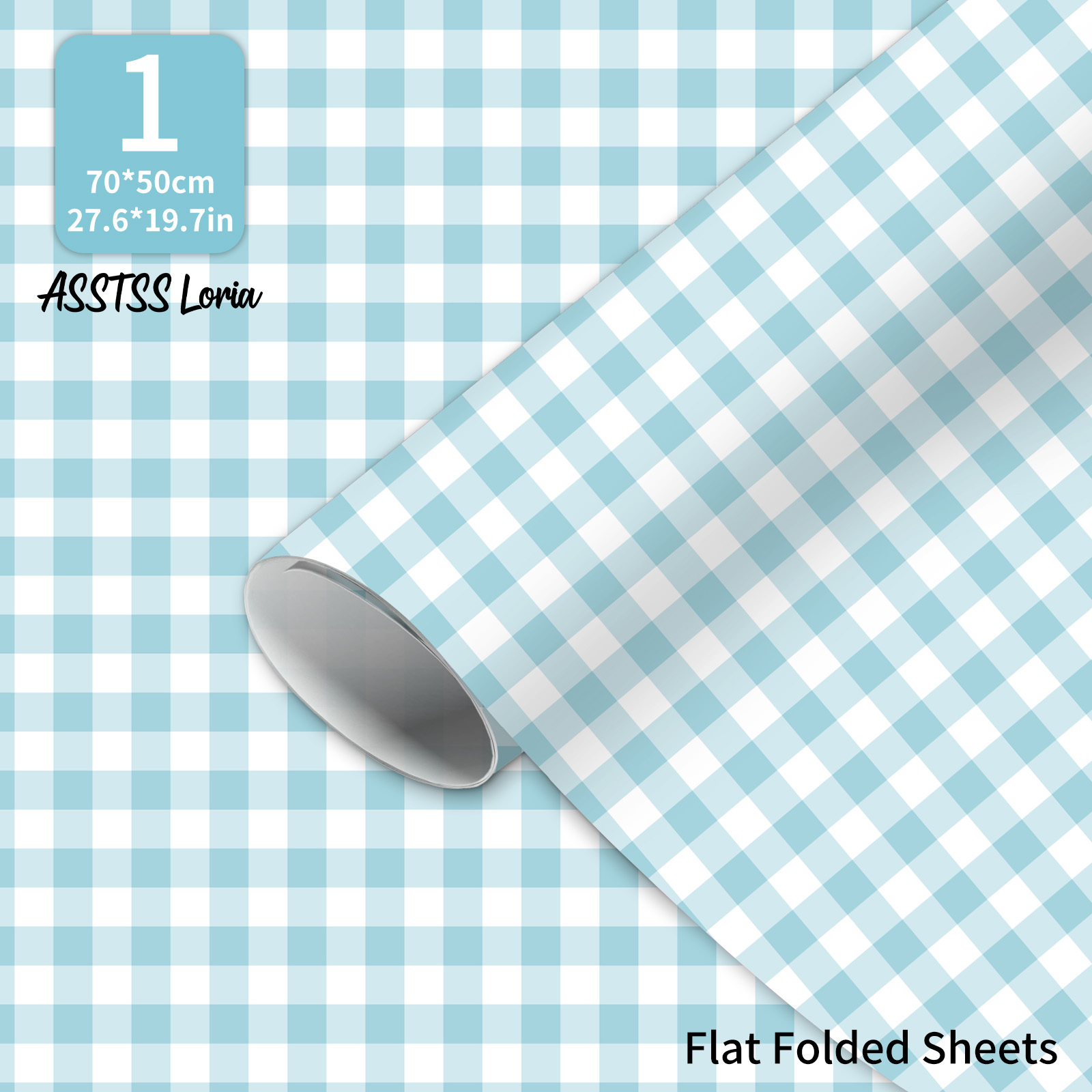 TEMU ASSTSSLORIA - 1 Feuille Papier d'Emballage Motif Plaid Bleu Été, 20X28" Grand Format Premium 105GSM Papier d'Art, Emballage Esthétique pour