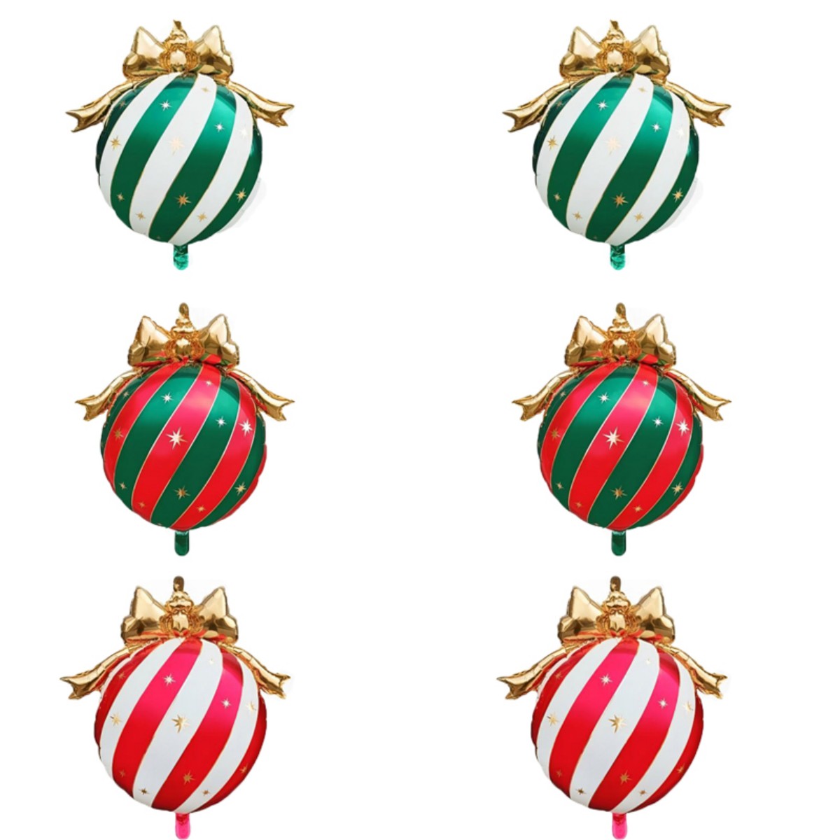 TEMU 6pcs Christmas Party Balloons, 80cm/31.5in Large Christmas Inflatable Balloons With Golden Bows, Suitable For Home Party Background Decoration