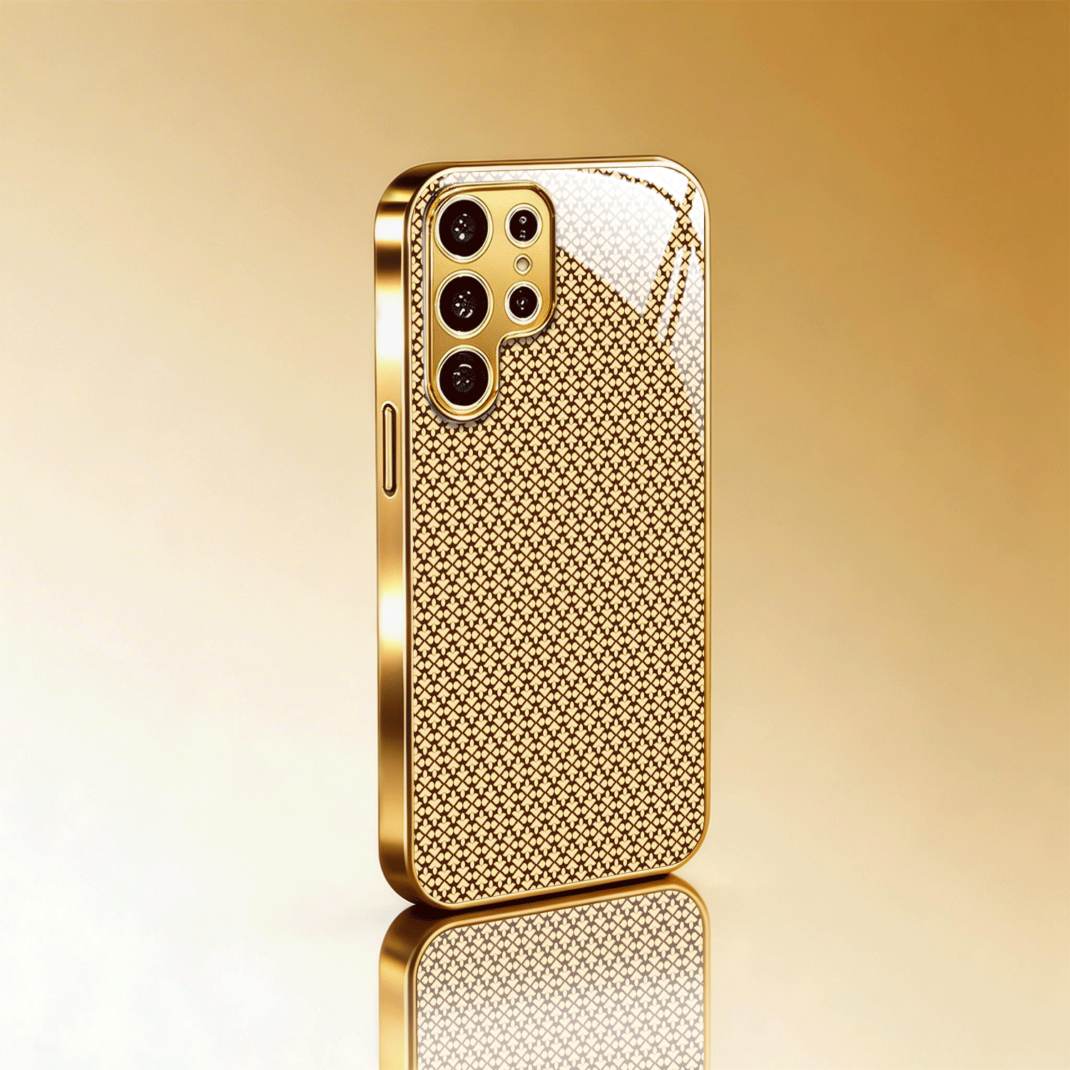 TEMU Phone Case - 2d Light Golden Geometric Electroplated Case Protective Cover For Galaxy A51/a52/a53 5g/a54/a56/a71/a72/a73/note 10/note 20