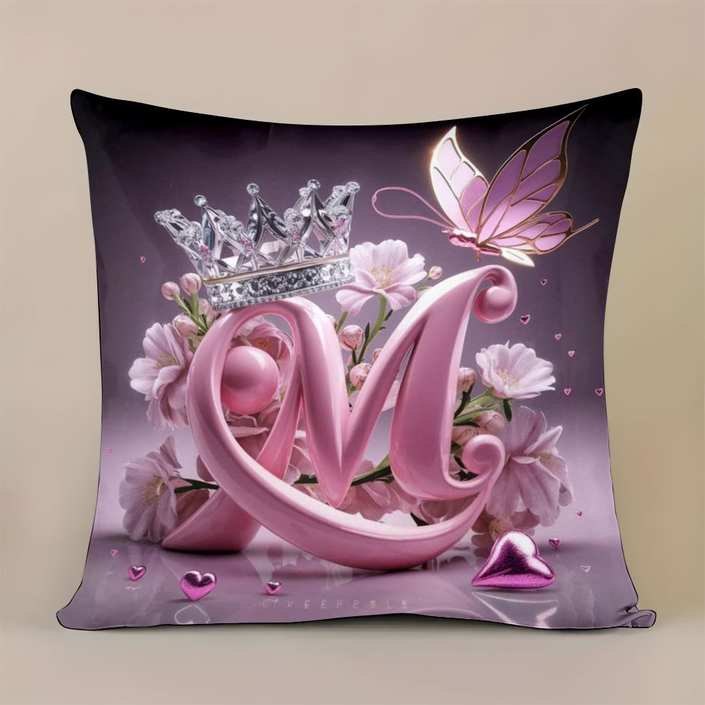 TEMU 1pc Decorative Cushion Cover - Gift With Floral, Zipper Closure, Elegant Floral, For Living Room, Bedroom, Birthday/anniversary Decor - Home