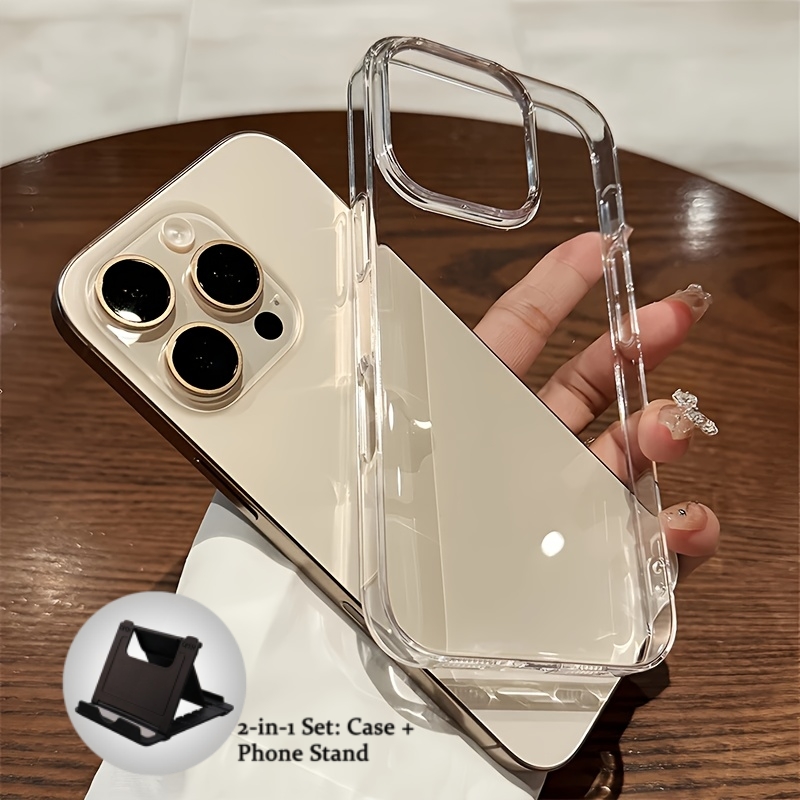TEMU Phone Case - 2-in-1 Set: Case And Phone Stand Luxury Phone Case Ultra-thin Compatible With Iphone 18 Pro Max 17 16 15 14 13 12 11 Pro